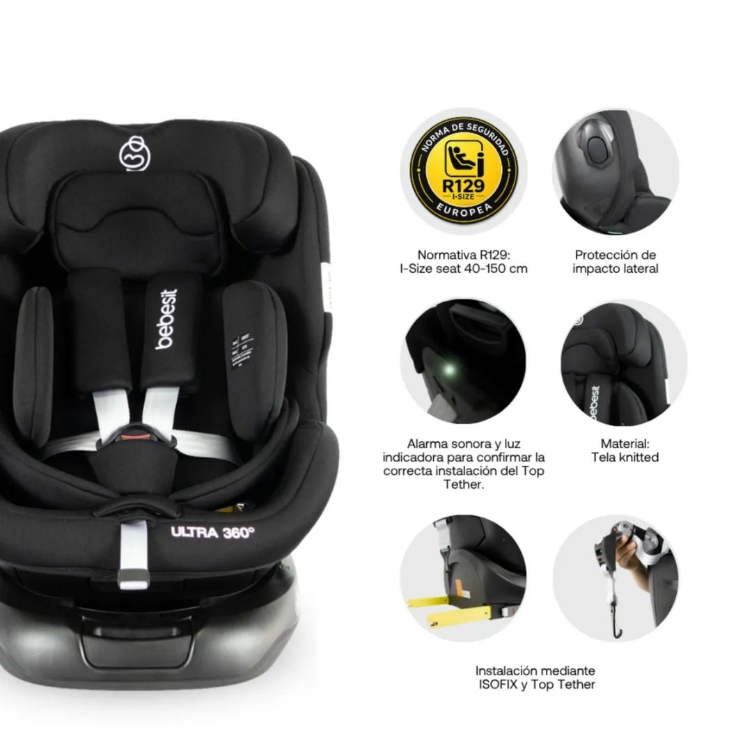 Silla De Carro Ultra 360 Isofix Premium Negro Caracteristicas