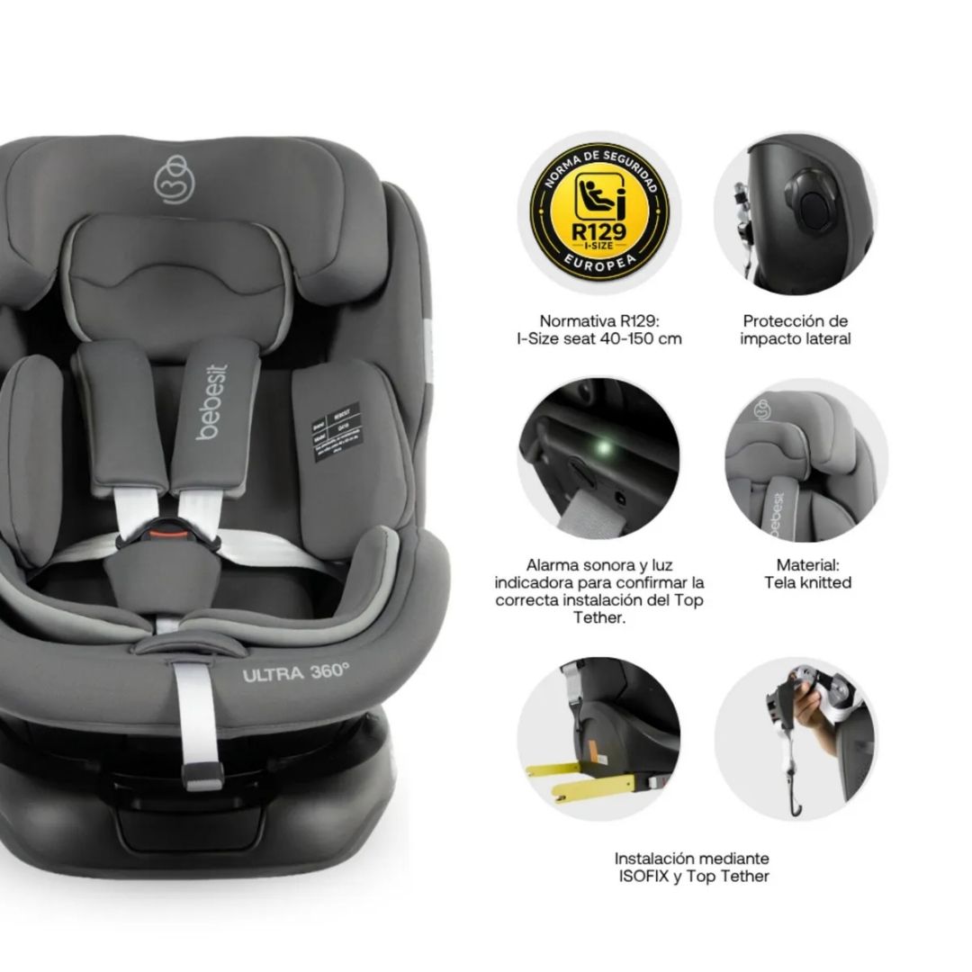 Silla De Carro Ultra 360 Isofix Premium Gris Oscuro Caracteristicas