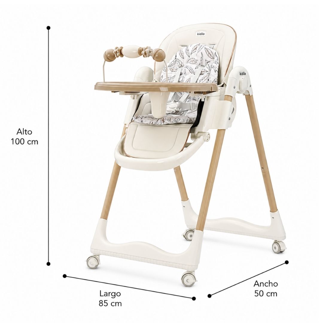 Silla Comedor Alta Trona Kidilo Blanco medidas