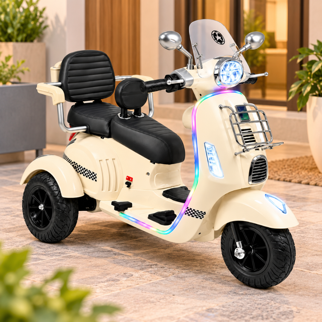 Moto Vespa Con Luces De Dos Puestos Blanco ambiente