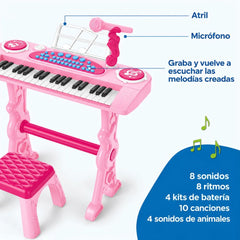 Juguete Set Teclado Musical con Micrófono Rosa estilo