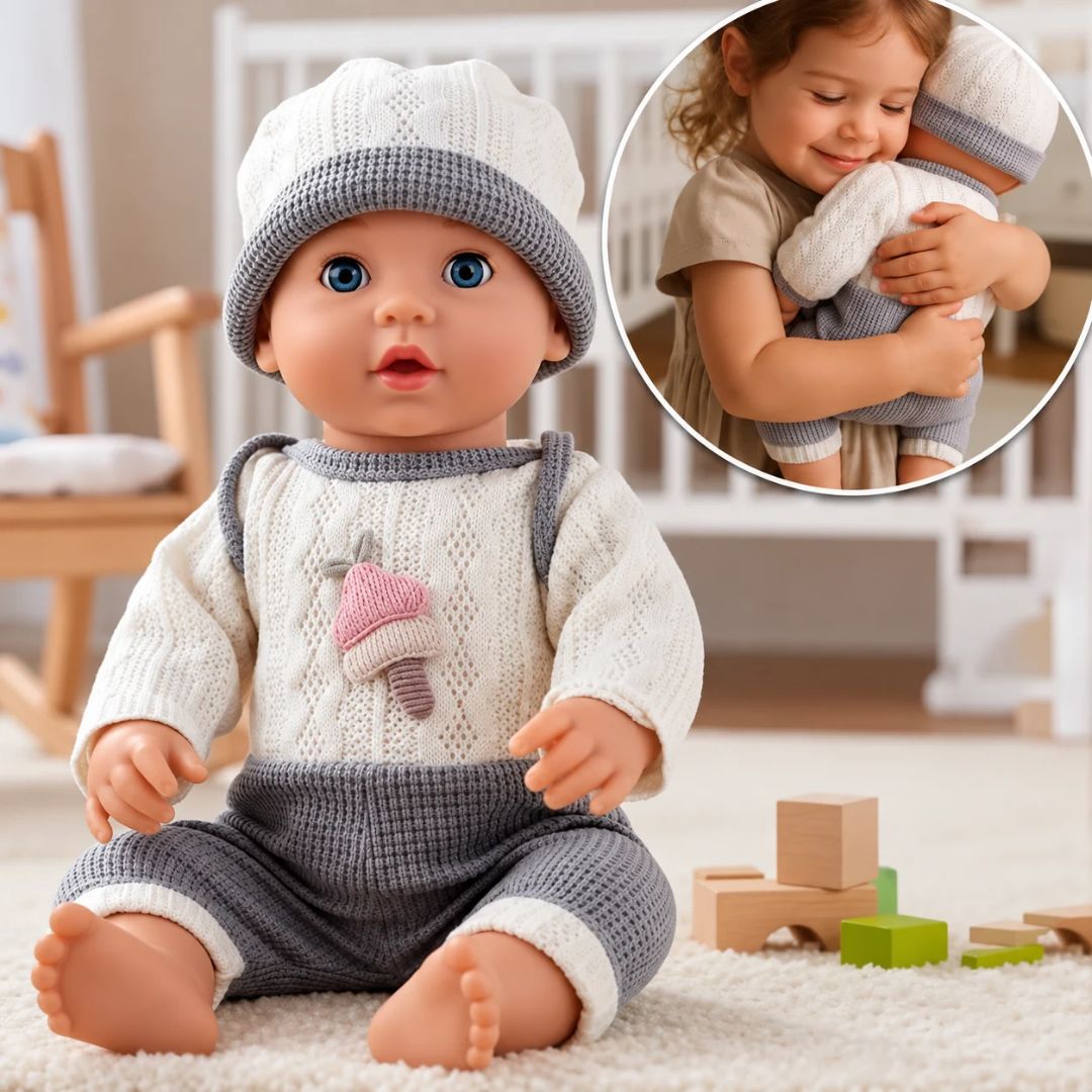 Muñeco Juguete Bebé Real Traje Gris
