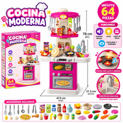 Juguete Cocina Moderna Chef Rosa 64pzs estilo
