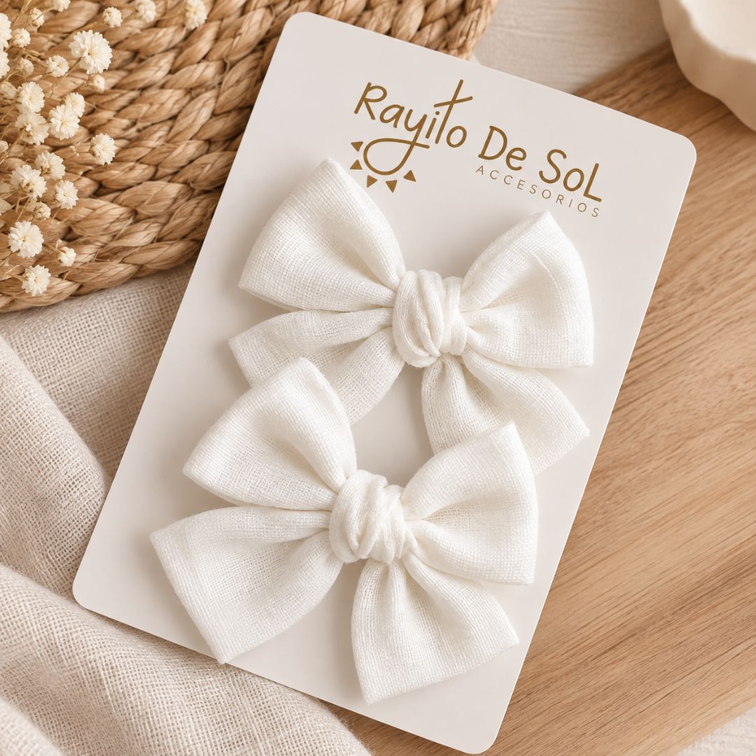 Set 2 Pinzas Ojalillo Marfil Blanco MODELO