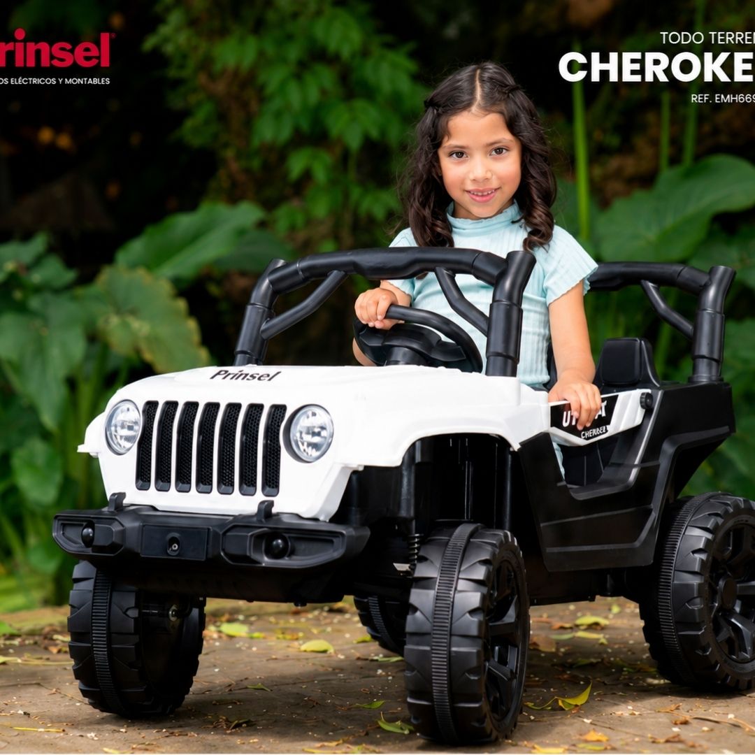 Carro Montable Eléctrico Para Niños Cherokee 12V Blanco