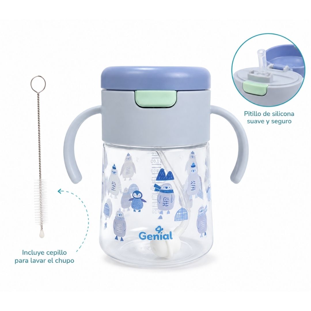 Vaso Pitillo de Entrenamiento Boton Genial 9oz PINGUI