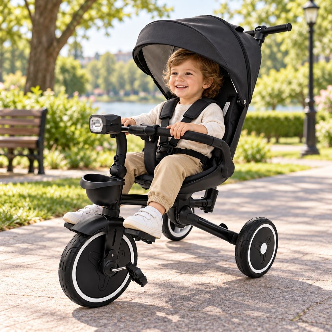 Triciclo Paseador Plegable Negro Ebaby® Modelo