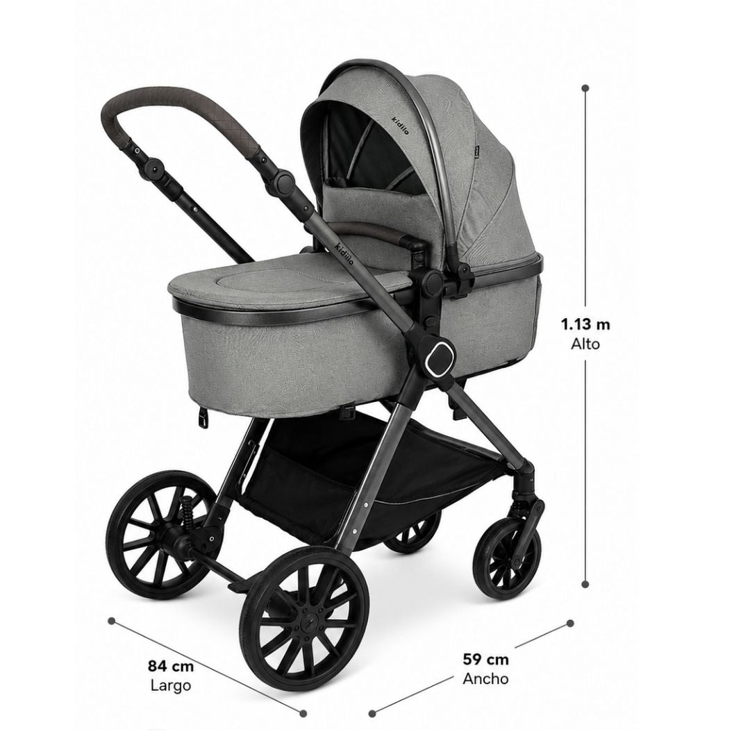 Coche Moisés Reversible Milo Gris Kidilo