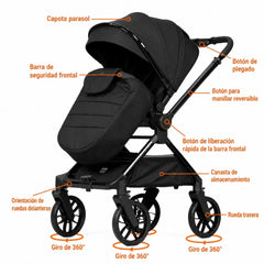 Coche Mango Reversible Nat Gris Kidilo