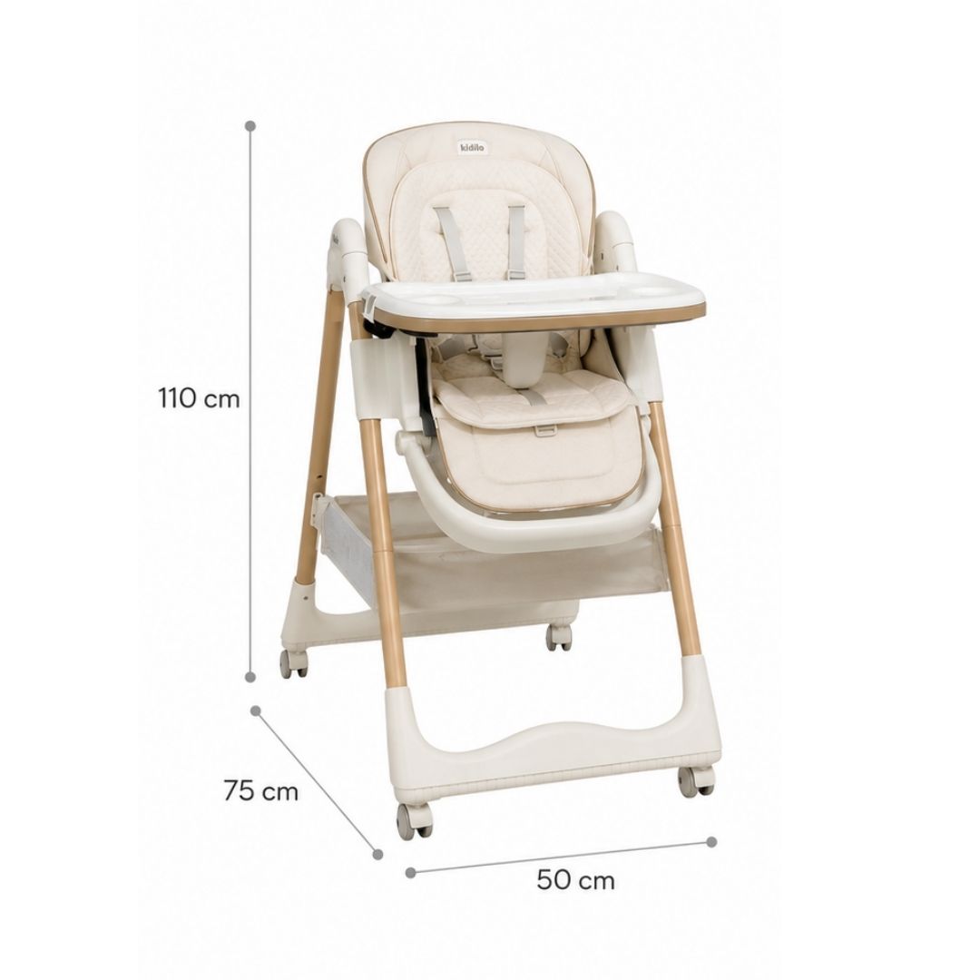 Silla Comedor Multifuncional Basil Kidilo Blanco MEDIDAS