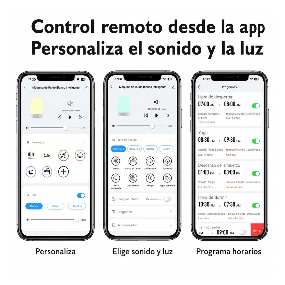 Monitor Ruido Blanco y Lámpara Inteligente Momcozy app