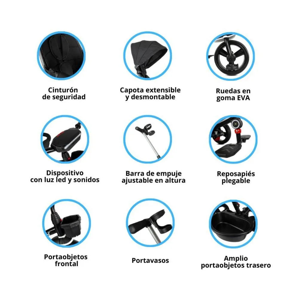 Triciclo Sun 360 Grados Negro Prinsel Uso