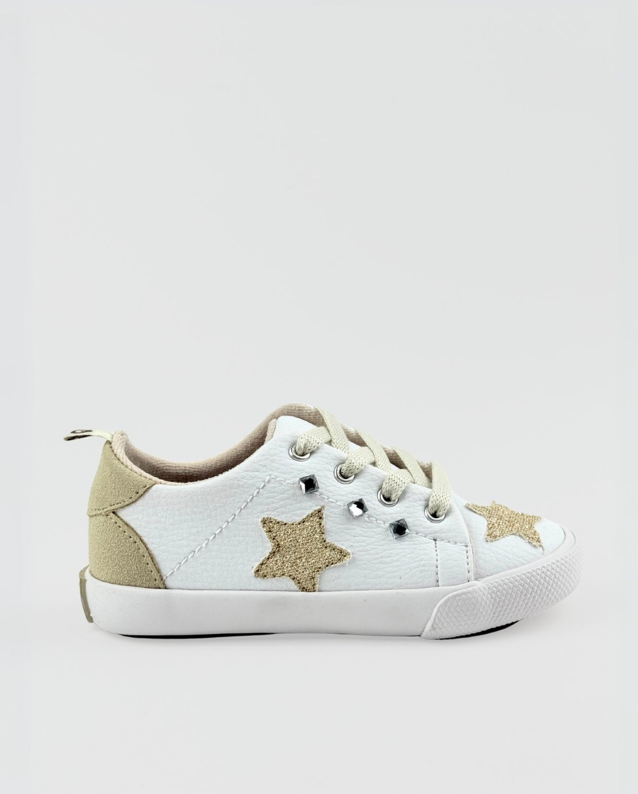Tenis Blanco Infantil Con Estrellas Doradas Niñas