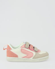 Tenis Velcro Combinado Beige Rosa Zippy Pink
