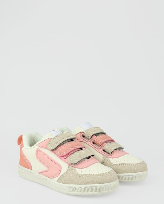 Tenis Velcro Combinado Beige Rosa Zippy