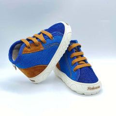 Tenis Bota Denim Combinado Cordones Café Melosos diseño

