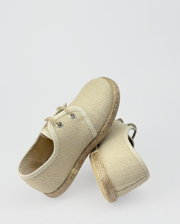 Tenis en Lona Beige Tokolate Moda