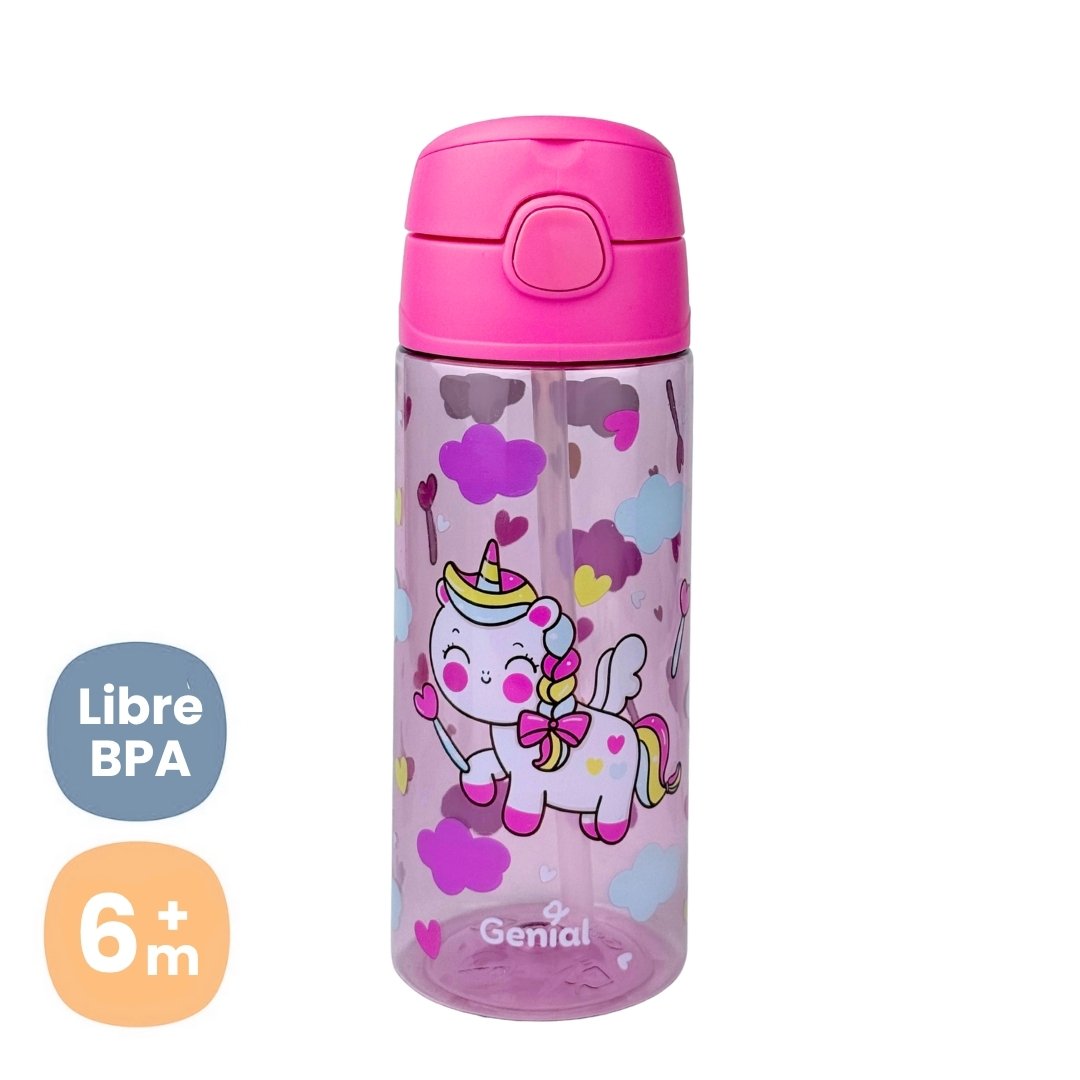 Termo Pitillo Plástico Estampado Genial Rosado