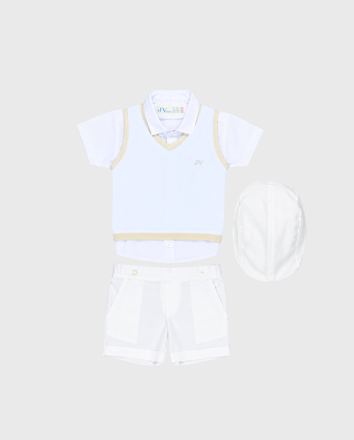 Traje Ceremonia Bermuda Tejido Detalle Claro