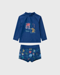Traje de Baño Manga Larga Animales Azul Zippy