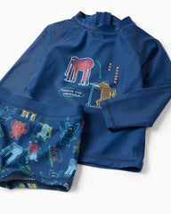 Traje de Baño Manga Larga Animales Azul Zippy detalles