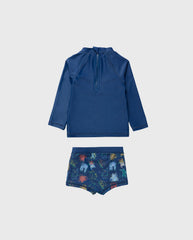 Traje de Baño Manga Larga Animales Azul Zippy diseño.