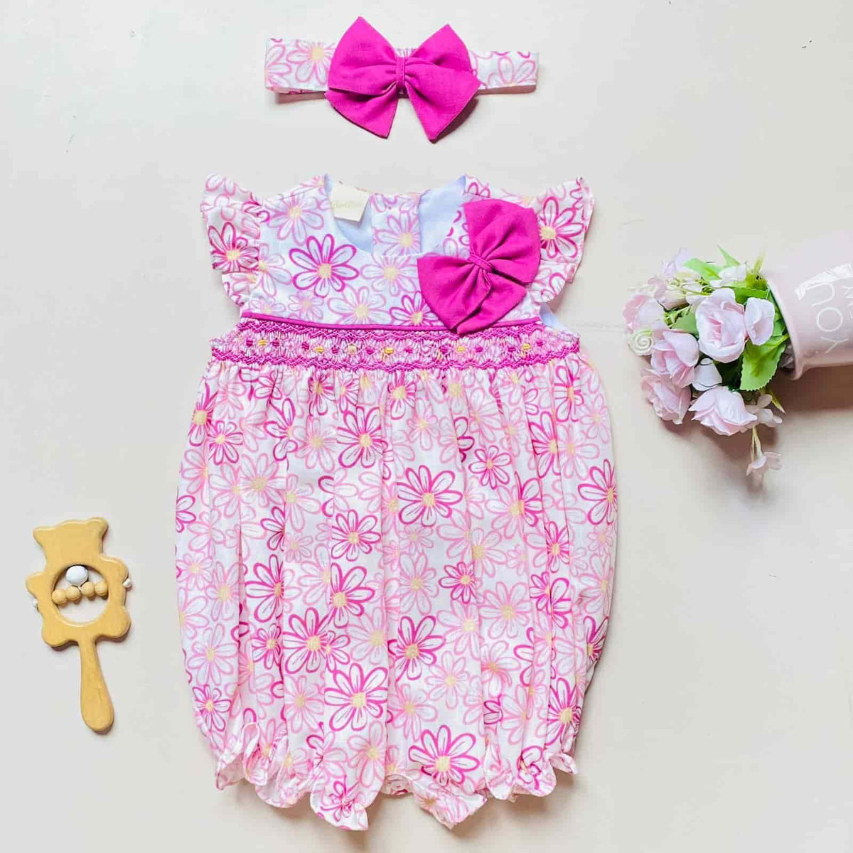 Mameluco Con Balaca Flores Lila