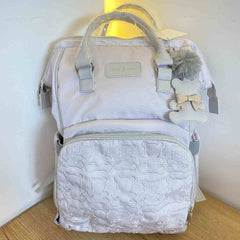 Pañalera Morral Bordado Osito Baby Luna Gris