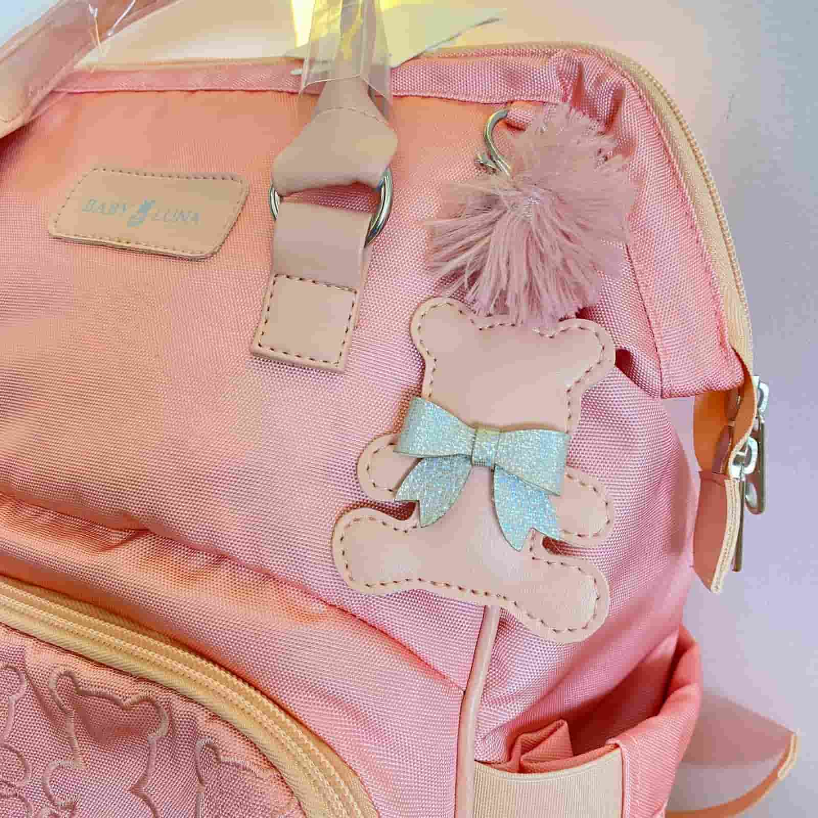 Pañalera Morral Bordado Osito Baby Luna Llavero