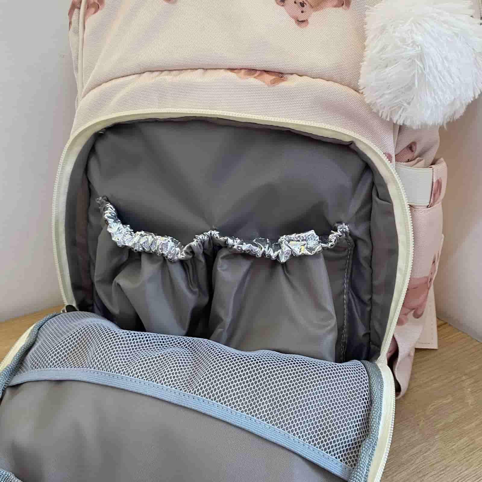 Pañalera Morral Estampado Oso Baby Luna Compartimientos