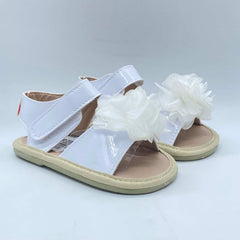 Sandalias Charol Flor Blanca Huellitas