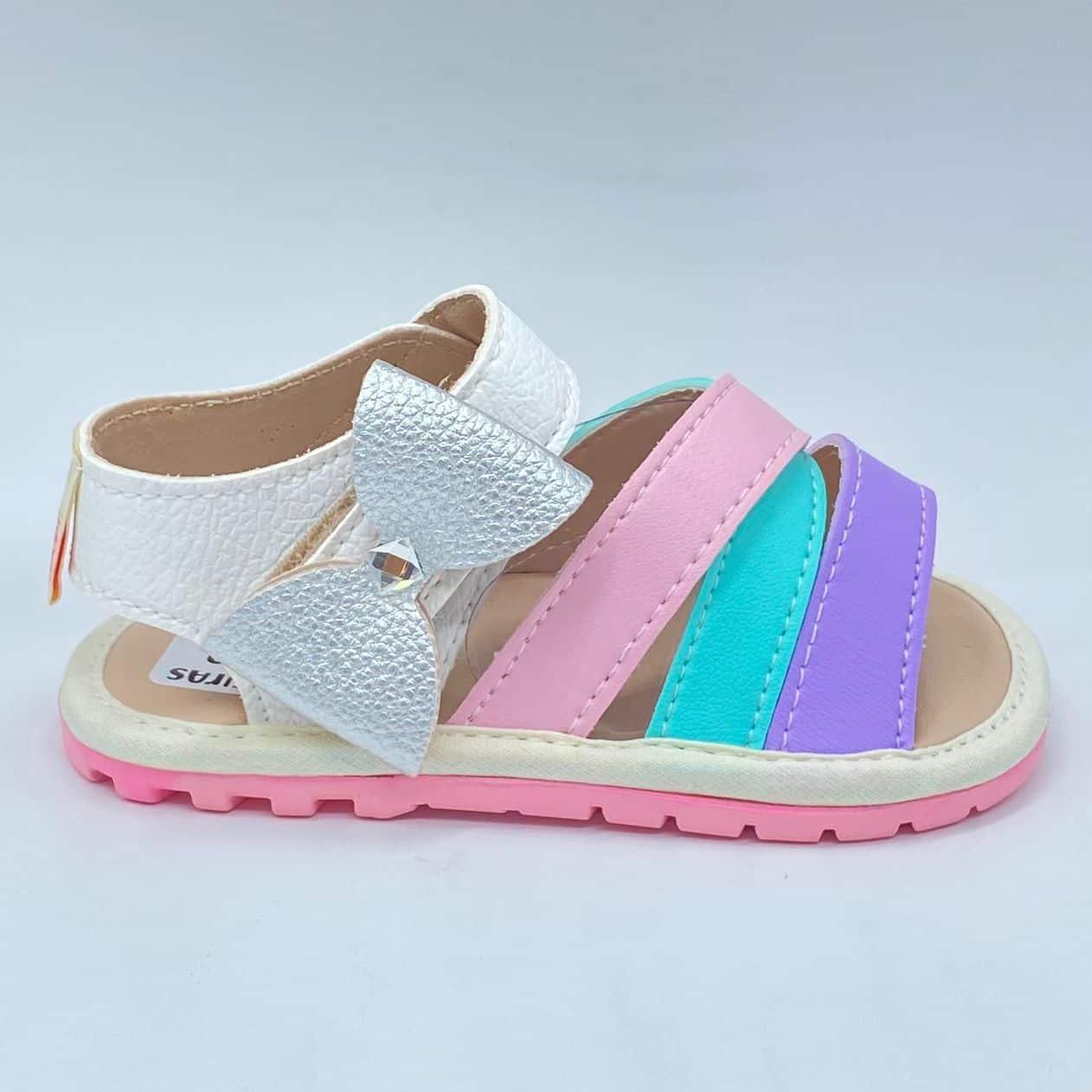 Sandalias Moño Combinada Pastel Huellitas Estilo