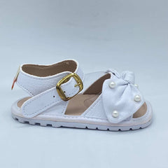 Sandalias Moño Perlas Blanco Huellitas Estilo