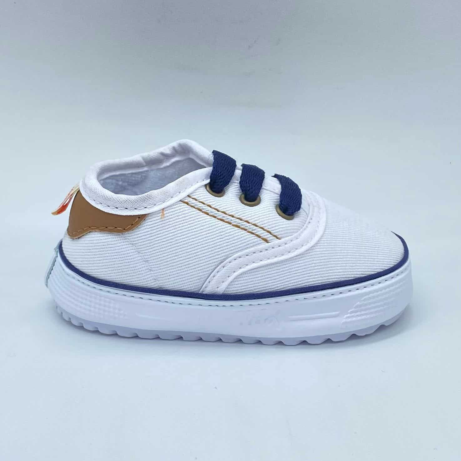 Tenis Cordones Navy Blancos Huellitas Estilo