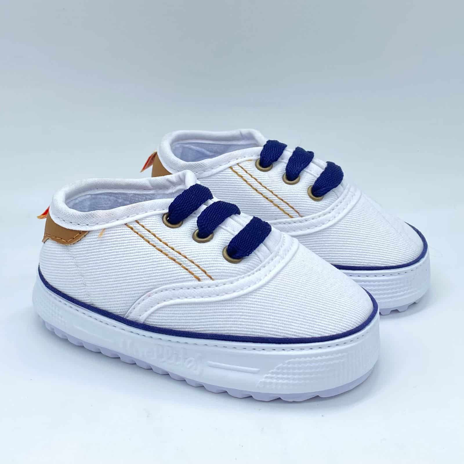 Tenis Cordones Navy Blancos Huellitas