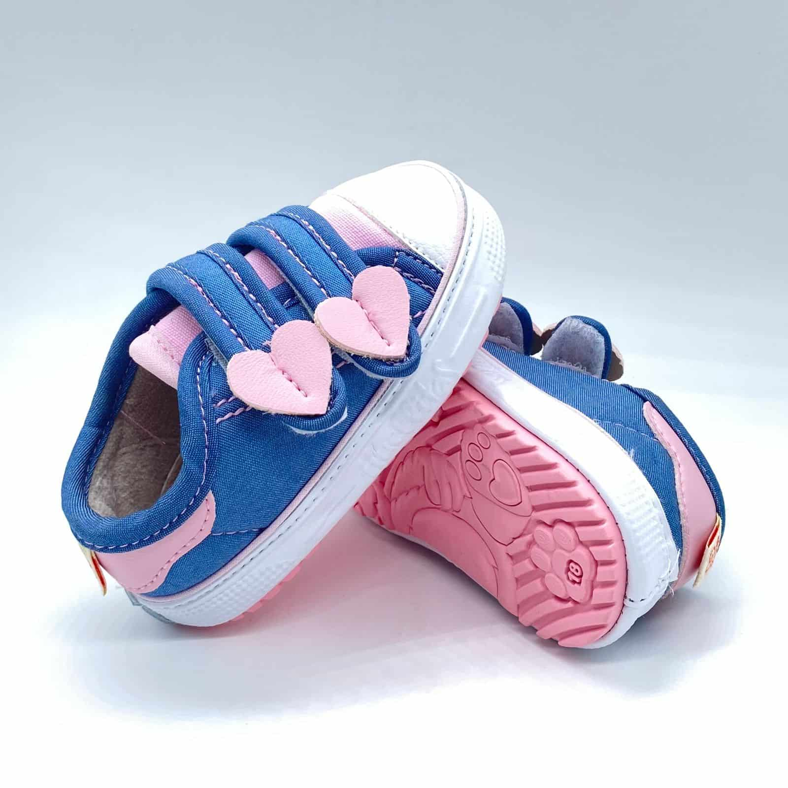 Tenis Velcro Corazón Denim Diseño