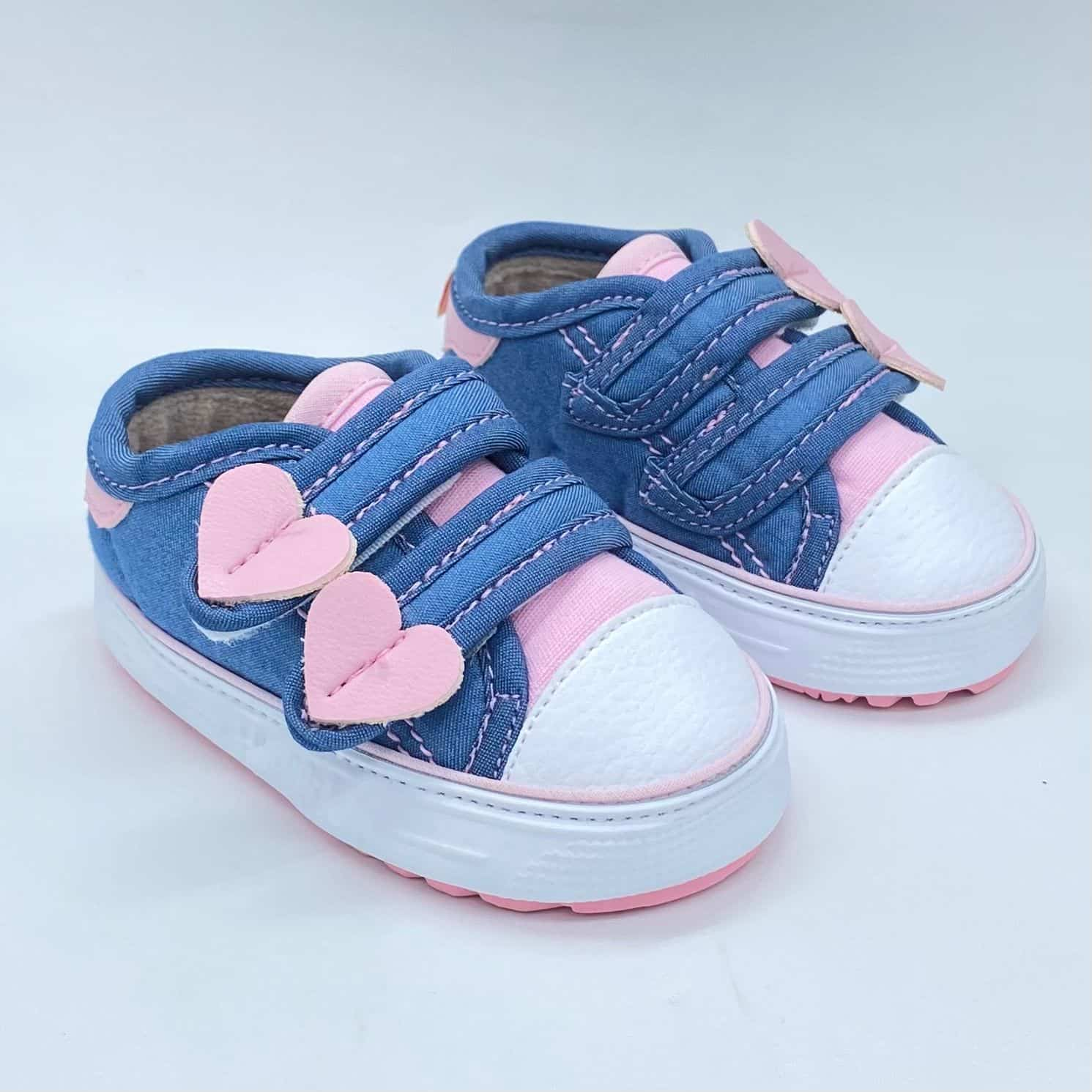 Tenis Velcro Corazón Denim