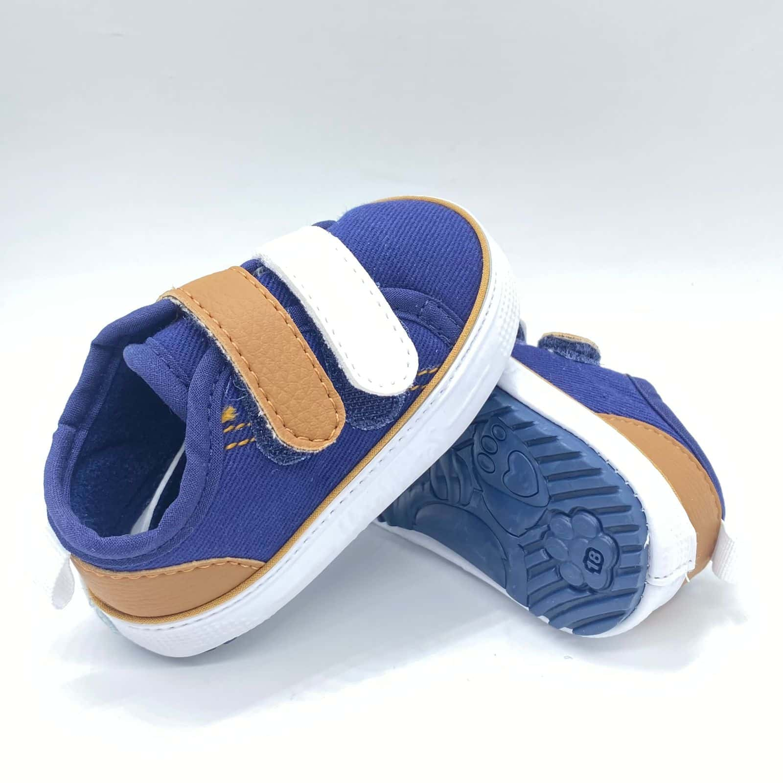 Tenis Velcro Denim Huellitas Suela