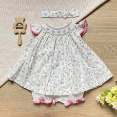 Vestido Bordado Flores Estampado