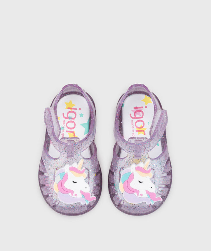 Sandalias Tobby Multi Glitter Unicornio Malva Igor Diseño