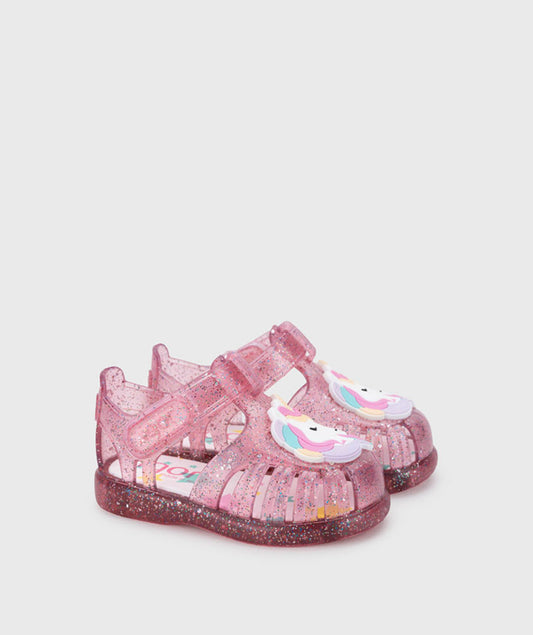 Sandalias Tobby Multi Glitter Unicornio Fucsia Igor