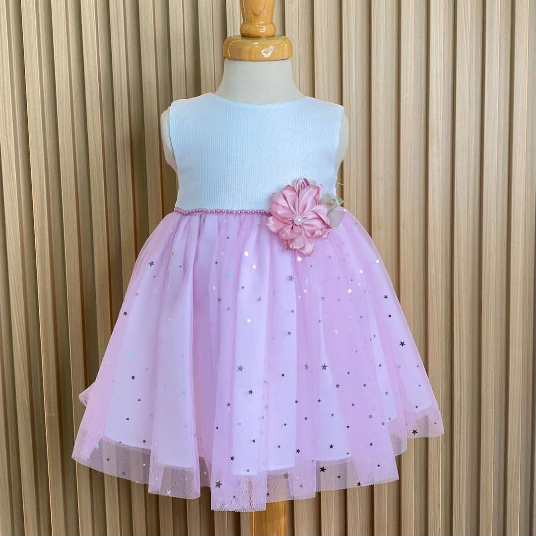 Vestido Tul Estrellas Lila