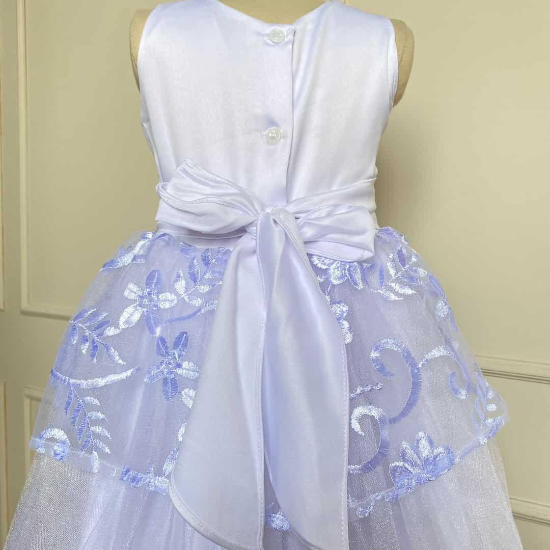 Vestido Tull Bordado Niña Moño