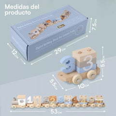 Tren Didáctico De Madera Montessori Con Números Didáctico Medidas
