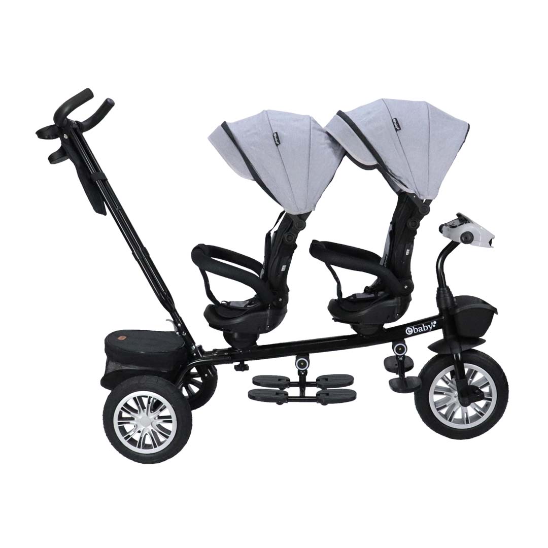 Triciclo Paseador Gemelar Lazzo Duo Gris Ebaby