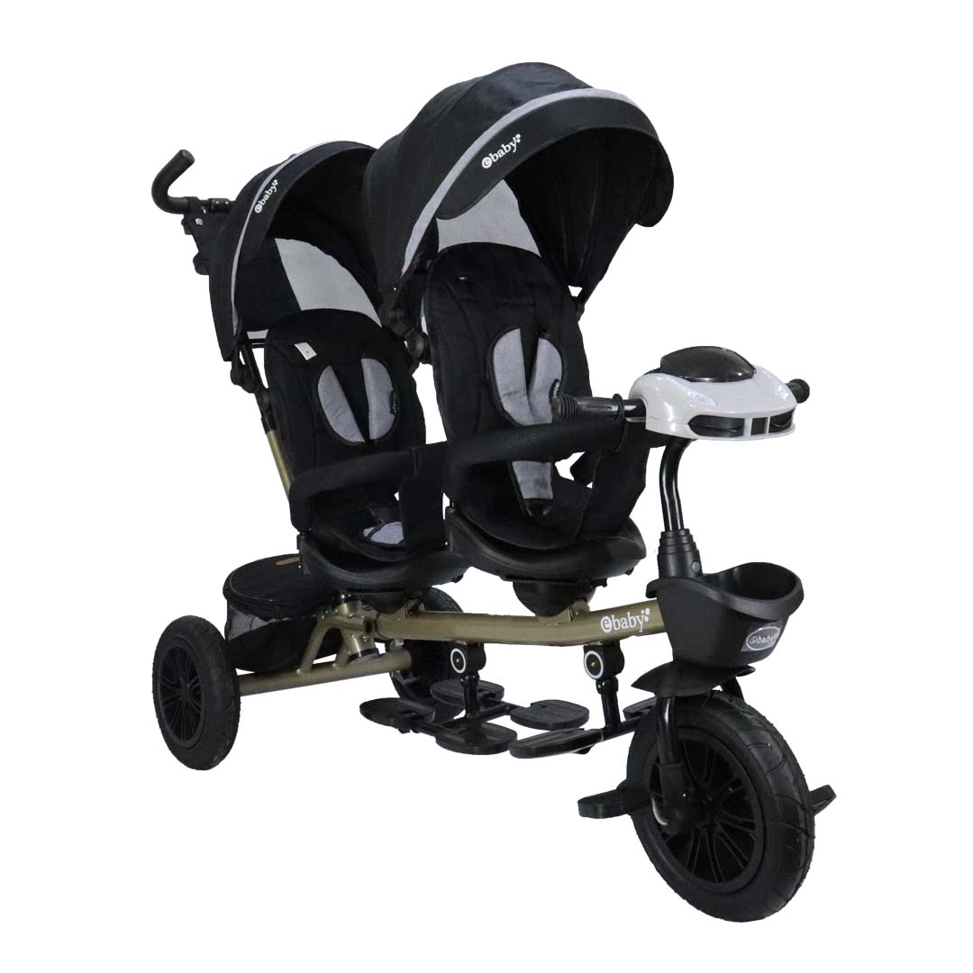 Triciclo Paseador Gemelar Lazzo Duo Negro Ebaby
