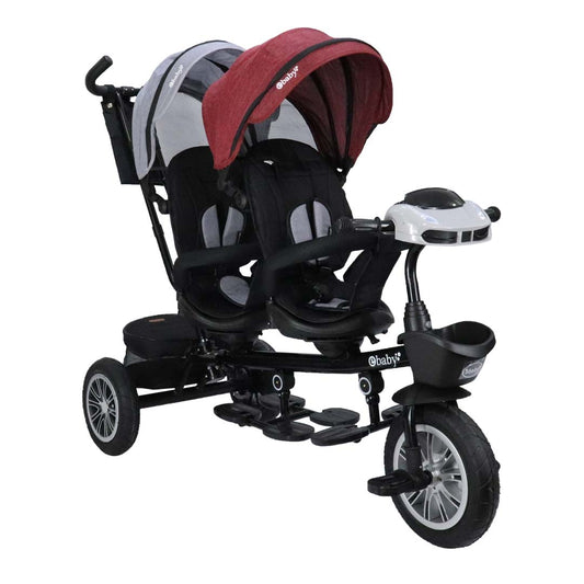 Triciclo Paseador Gemelar Lazzo Duo Rojo Ebaby