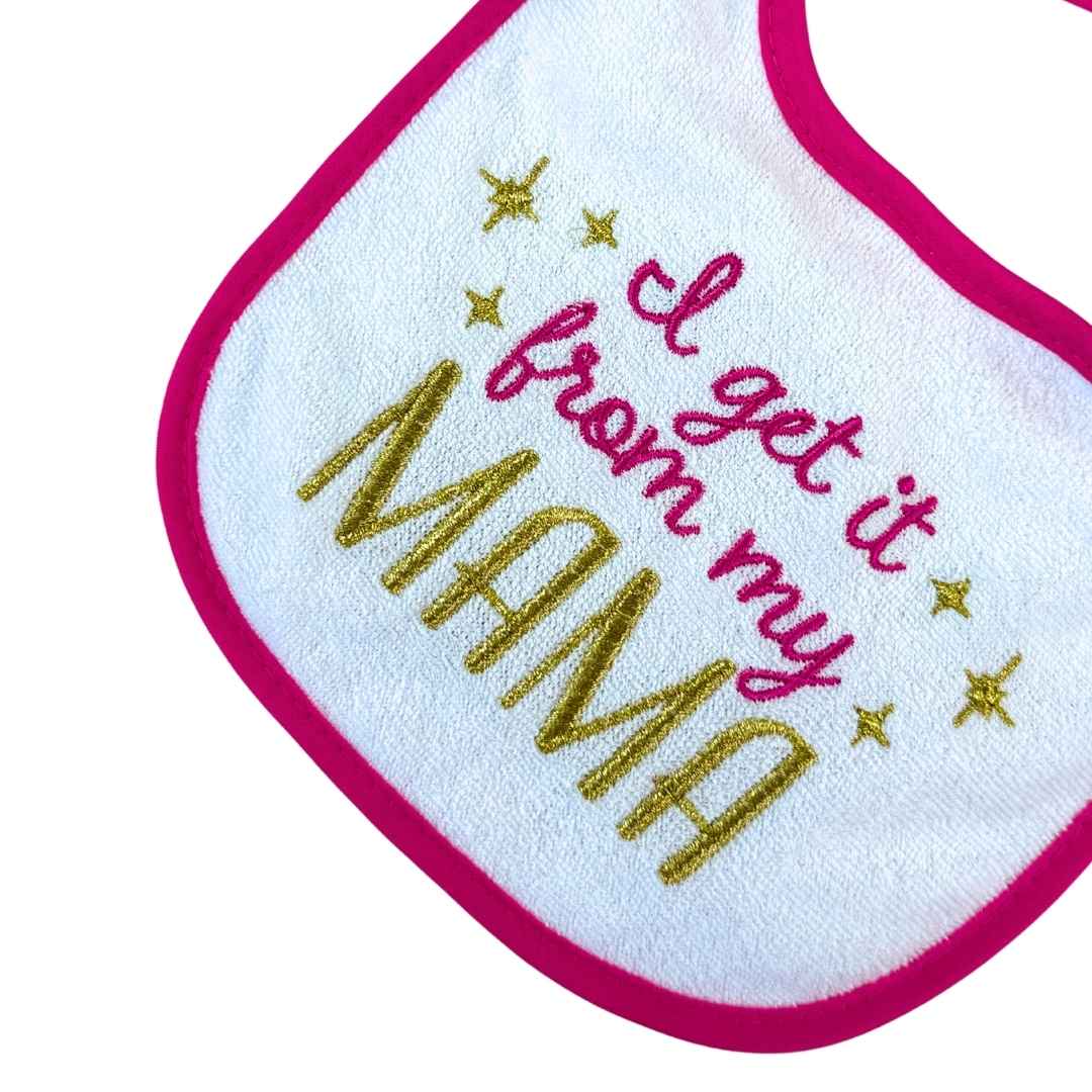 Set 3 Baberos Tela Bordado Little Rosa Detalle