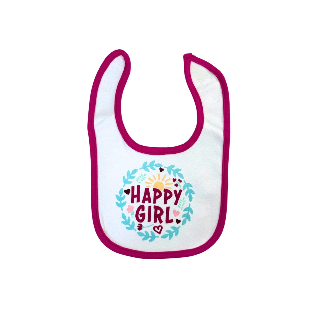 Set 3 Baberos Tela Estampado Niña Happy