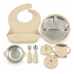 Set de Vajilla En Silicona y Acero Inoxidable Doble Tapa Circular